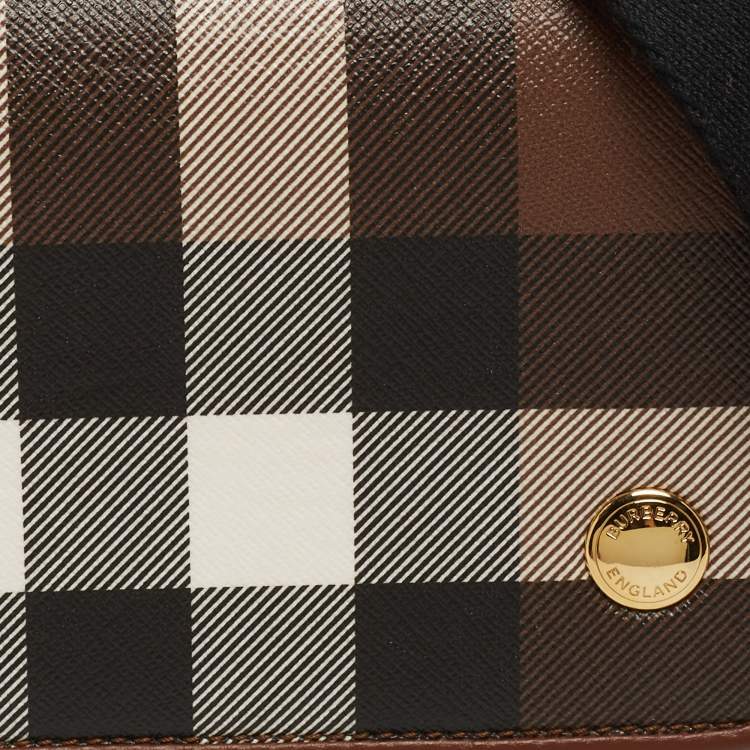 Pre Owned Burberry Brown/Black Check Coated Canvas and Leather Dorset Shoulder Bag