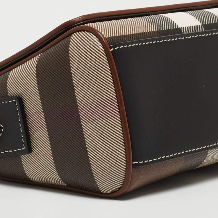 Pre Owned Burberry Brown/Black Check Coated Canvas and Leather Dorset Shoulder Bag