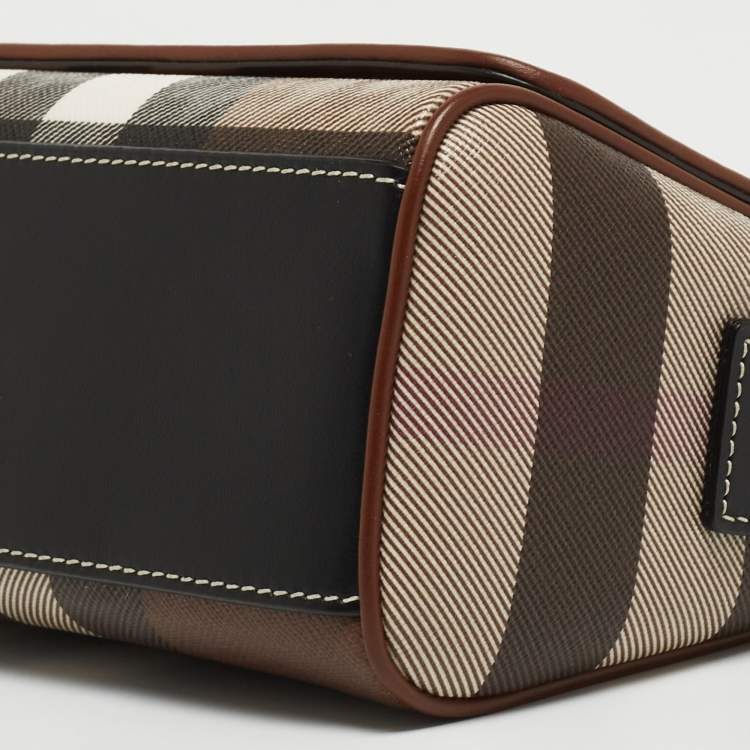 Pre Owned Burberry Brown/Black Check Coated Canvas and Leather Dorset Shoulder Bag