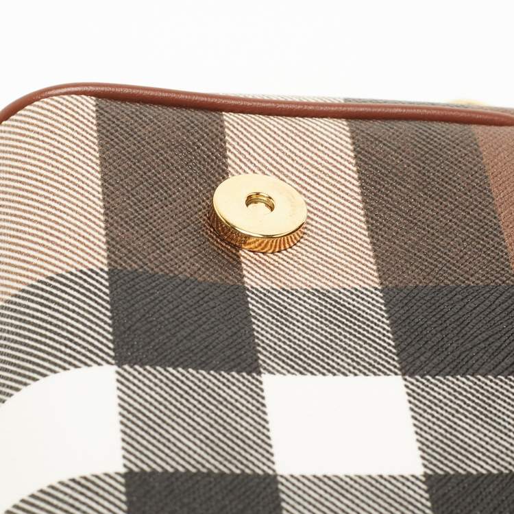 Pre Owned Burberry Brown/Black Check Coated Canvas and Leather Dorset Shoulder Bag