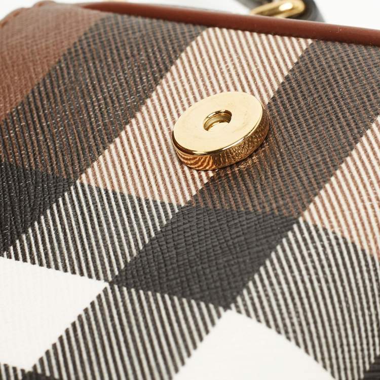 Pre Owned Burberry Brown/Black Check Coated Canvas and Leather Dorset Shoulder Bag