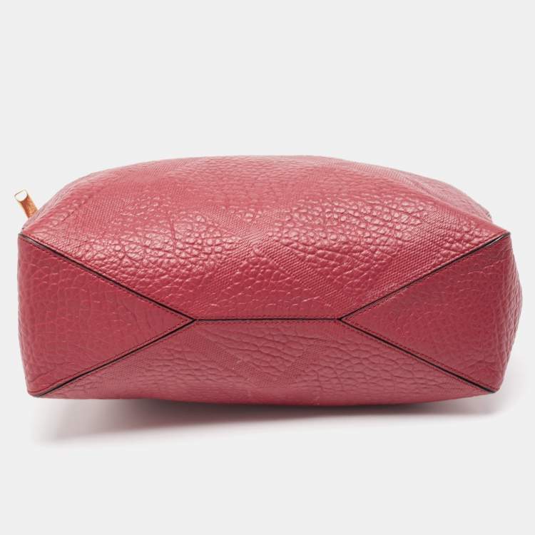Pre Owned Burberry Red Leather Medium Dewsbury Tote 