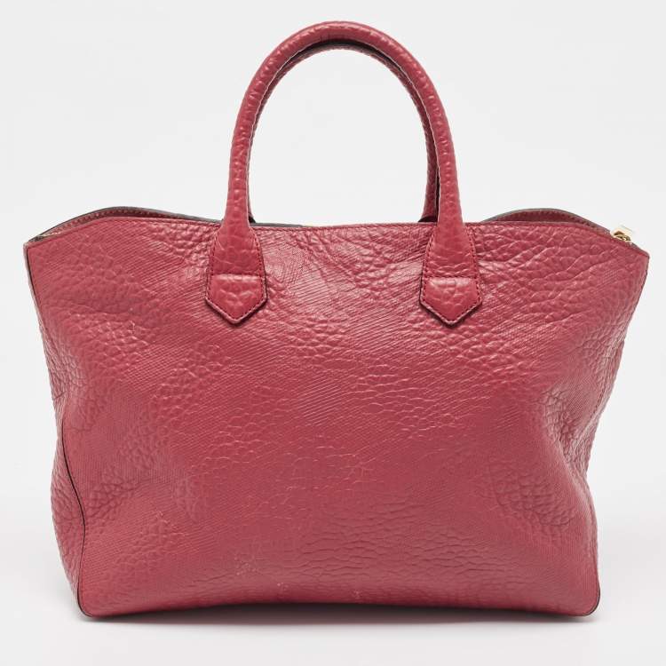 Pre Owned Burberry Red Leather Medium Dewsbury Tote 