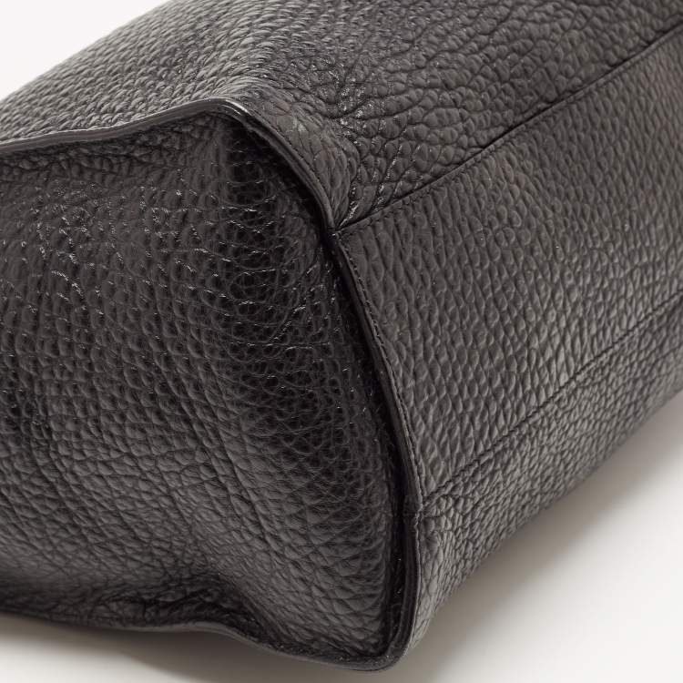 Pre Owned Burberry Black Grain Leather Woodbury Tote