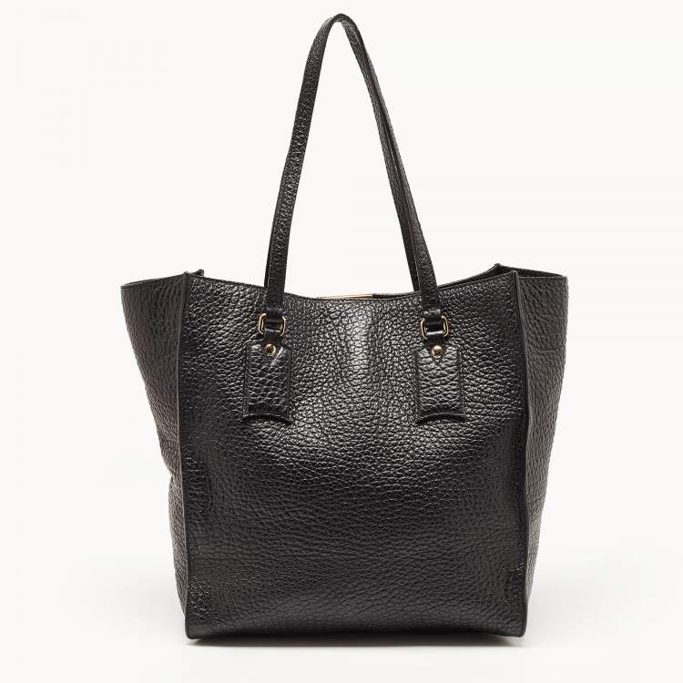 Pre Owned Burberry Black Grain Leather Woodbury Tote