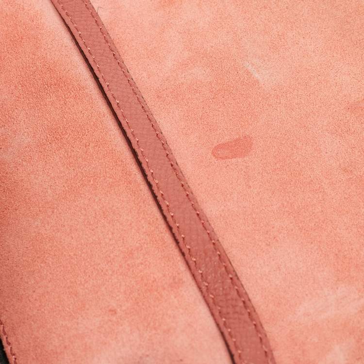 Pre Owned Burberry Pink/Beige House Check Canvas and Leather Macken Shoulder Bag