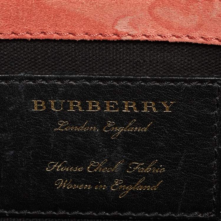 Pre Owned Burberry Pink/Beige House Check Canvas and Leather Macken Shoulder Bag