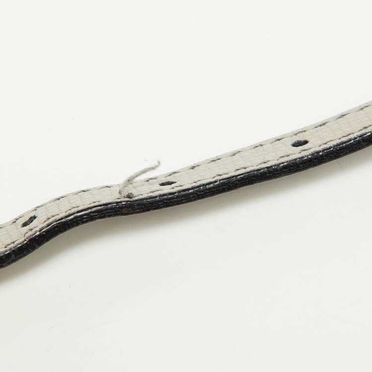 Pre Owned Burberry Grey/Beige Leather and House Check Fabric Small Banner Tote