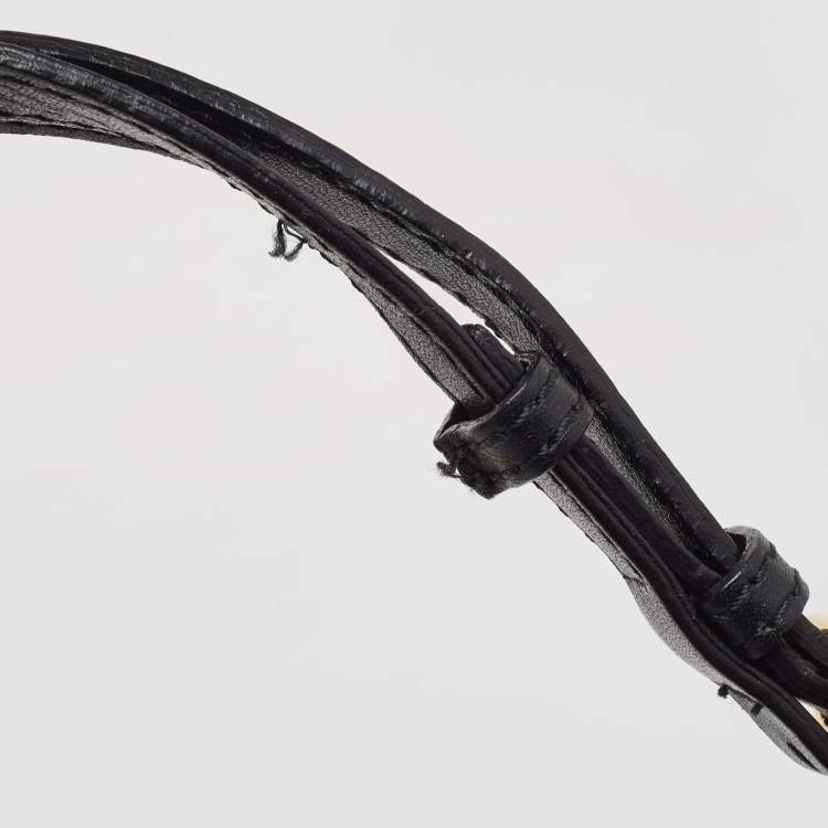 Pre Owned Burberry Black Leather and House Check Fabric Medium Banner Tote