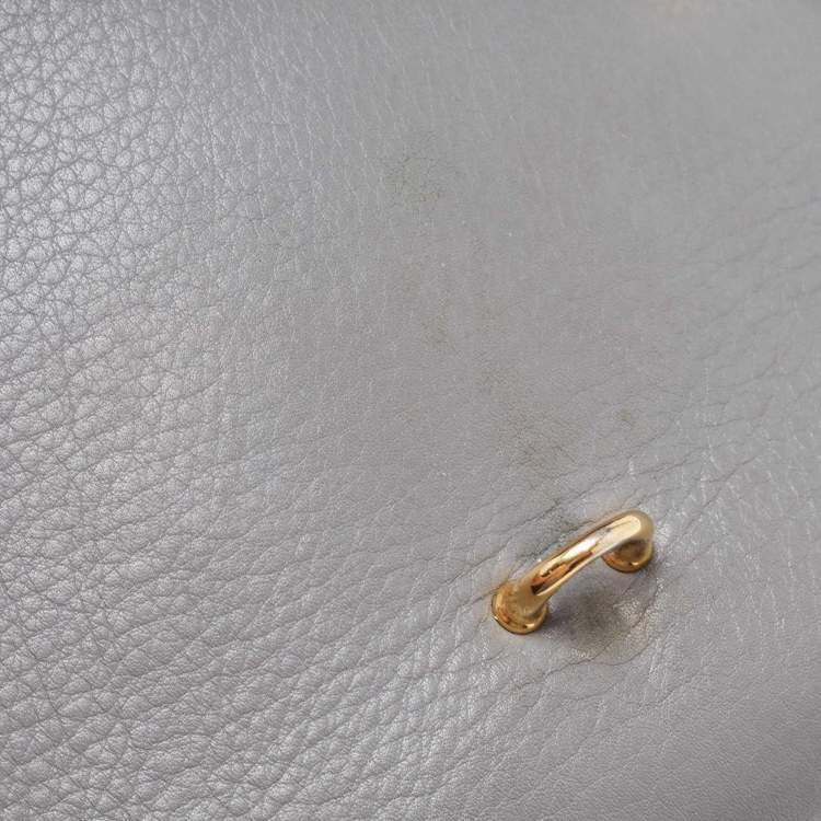 Pre Owned Burberry Dark Grey Leather Small Macken Crossbody Bag