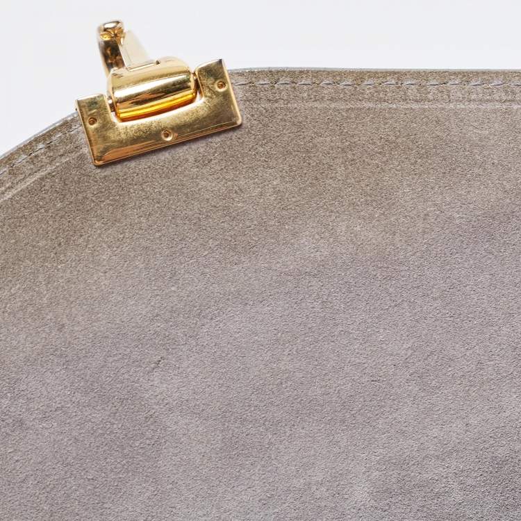 Pre Owned Burberry Dark Grey Leather Small Macken Crossbody Bag