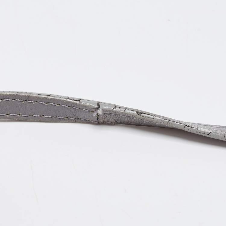 Pre Owned Burberry Dark Grey Leather Small Macken Crossbody Bag