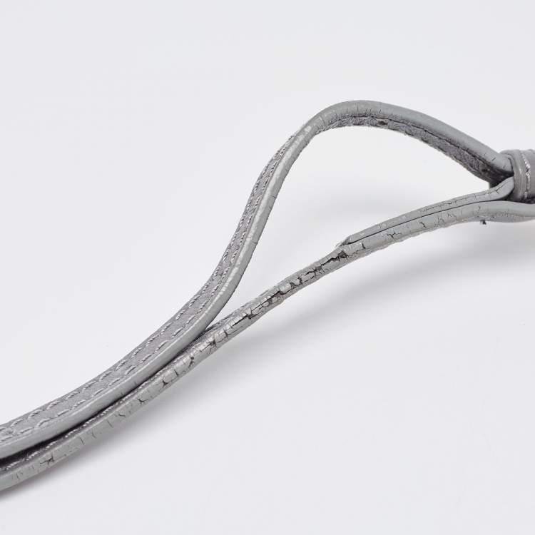 Pre Owned Burberry Dark Grey Leather Small Macken Crossbody Bag