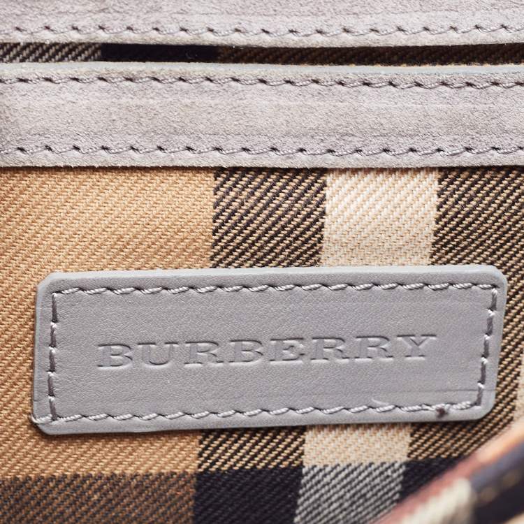 Pre Owned Burberry Dark Grey Leather Small Macken Crossbody Bag