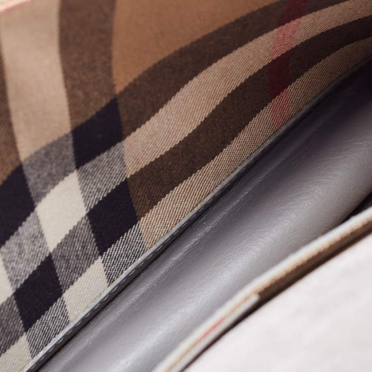 Pre Owned Burberry Dark Grey Leather Small Macken Crossbody Bag