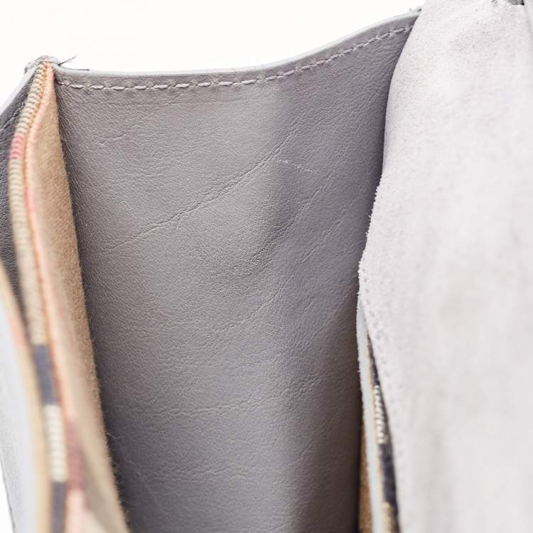 Pre Owned Burberry Dark Grey Leather Small Macken Crossbody Bag