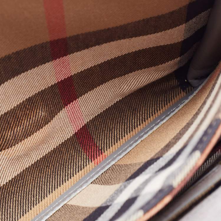 Pre Owned Burberry Dark Grey Leather Small Macken Crossbody Bag