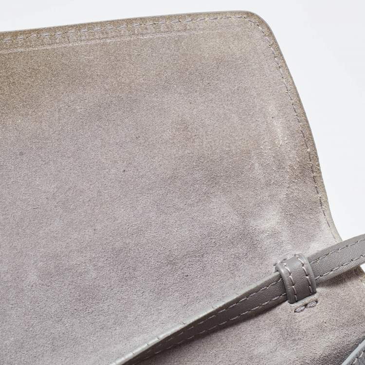 Pre Owned Burberry Dark Grey Leather Small Macken Crossbody Bag