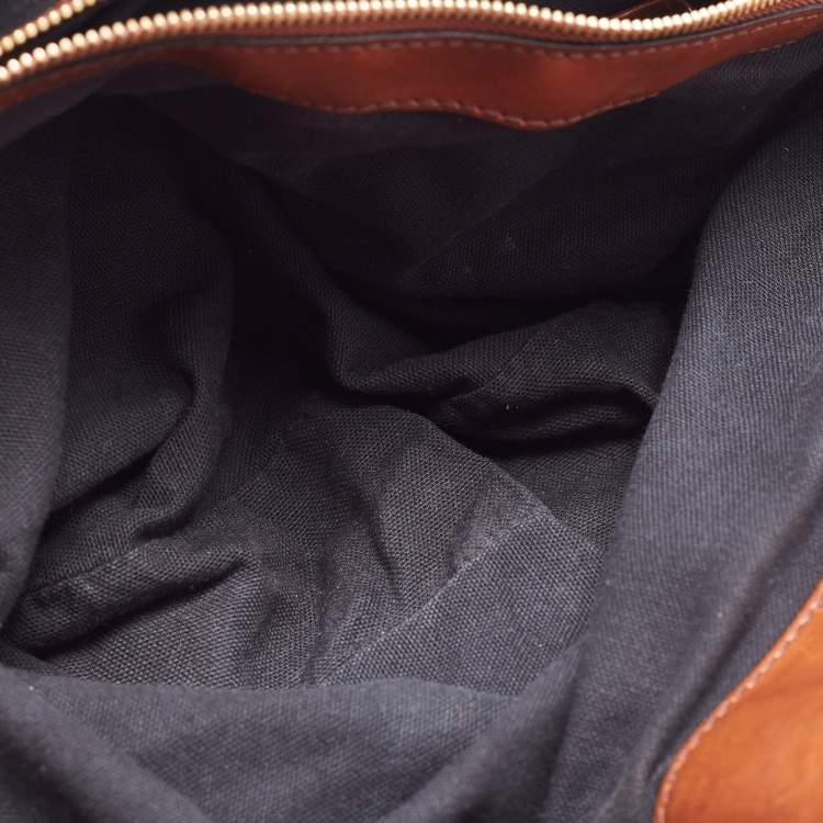 Pre Owned Burberry Brown House Check Fabric and Leather Medium Bridle Lynher Tote