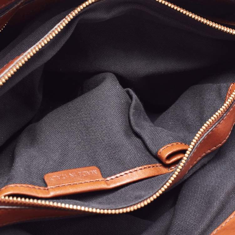 Pre Owned Burberry Brown House Check Fabric and Leather Medium Bridle Lynher Tote