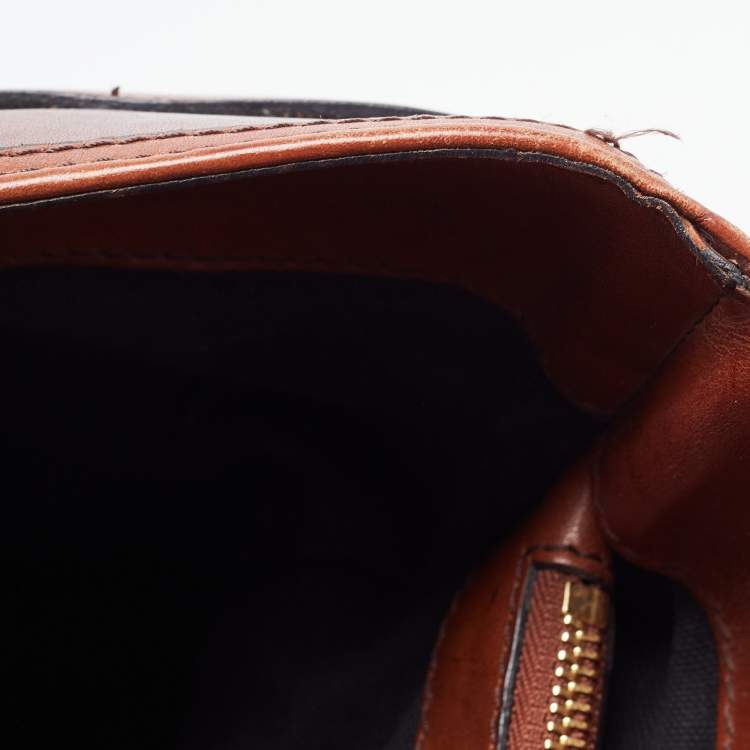 Pre Owned Burberry Brown House Check Fabric and Leather Medium Bridle Lynher Tote