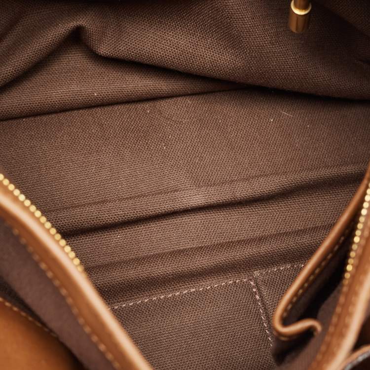 Pre Owned Burberry Brown/Beige House Check and Leather Beaton Bag