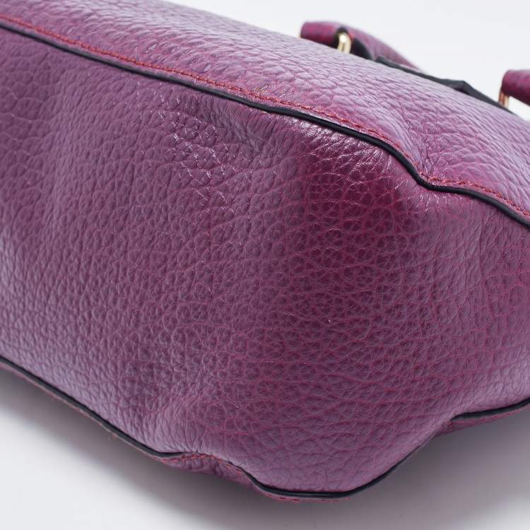Pre Owned Burberry Purple Leather Orchard Bowler Bag