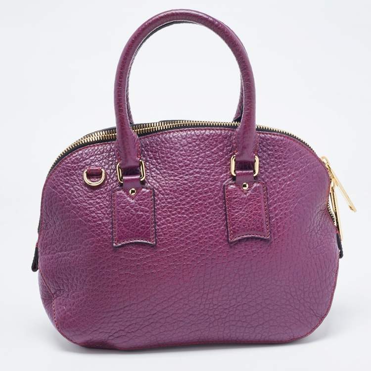Pre Owned Burberry Purple Leather Orchard Bowler Bag