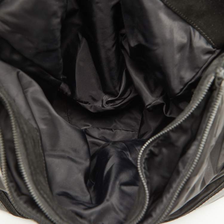 Pre Owned Burberry Black Beat Check Nylon and Leather Maskell Hobo
