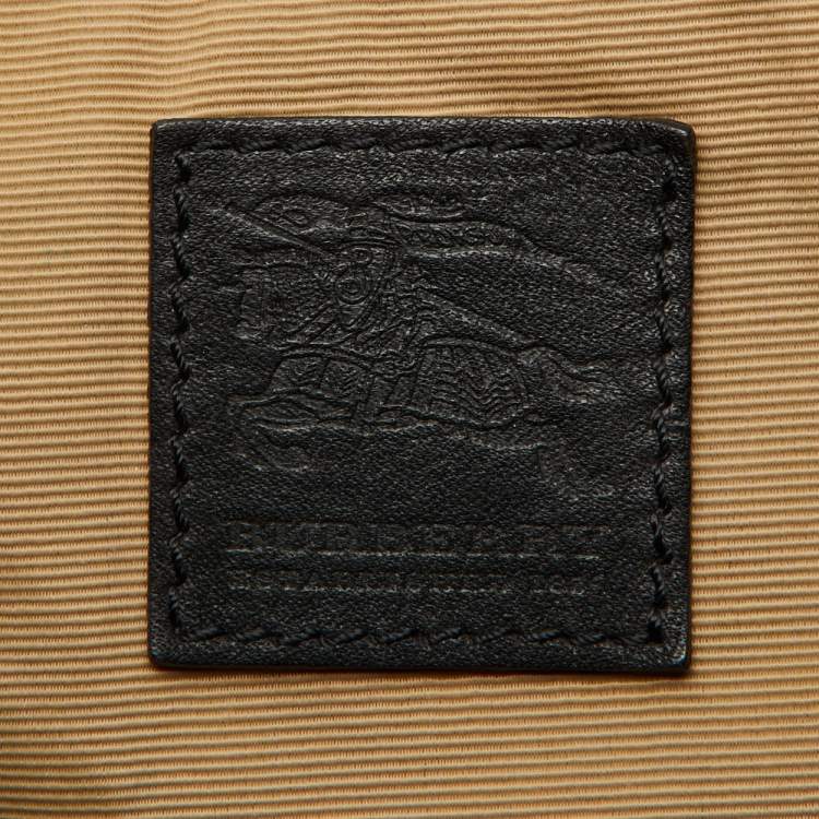 Pre Owned Burberry Beige/Black Nova Check Coated Canvas and Patent Leather Warrior Tote