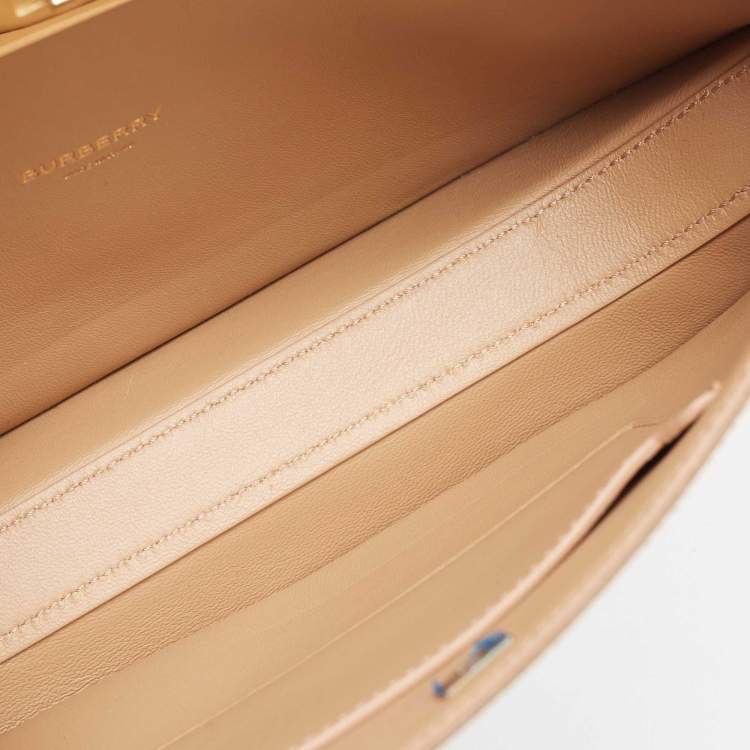 Pre Owned Burberry Beige Satin Studded Olympia Clutch