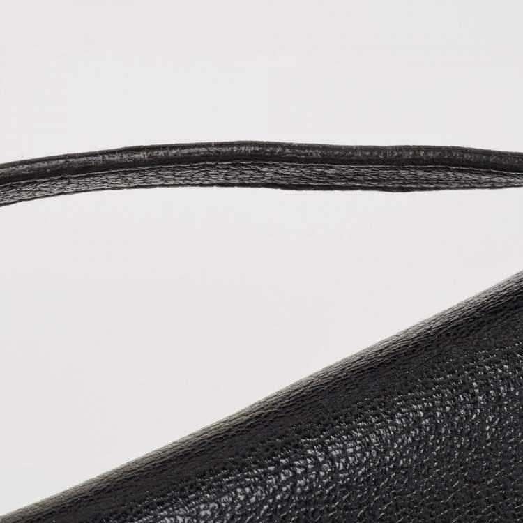 Pre Owned Burberry Black/Beige House Check Fabric and Leather D Ring Shoulder Bag