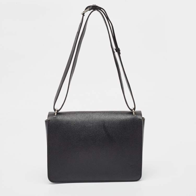 Pre Owned Burberry Black/Beige House Check Fabric and Leather D Ring Shoulder Bag