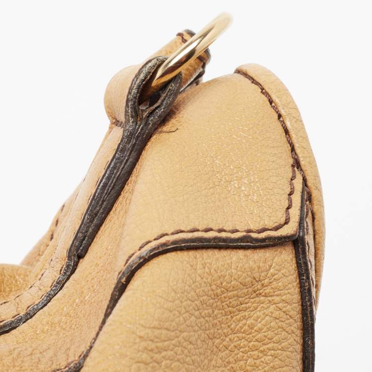Pre Owned Burberry Tan Textured Leather Bartow Hobo