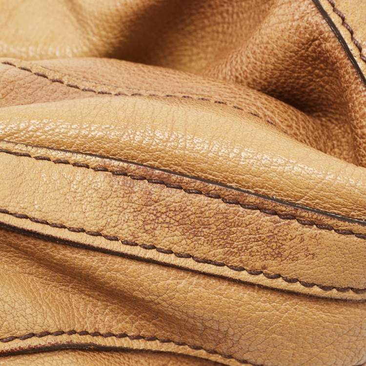 Pre Owned Burberry Tan Textured Leather Bartow Hobo
