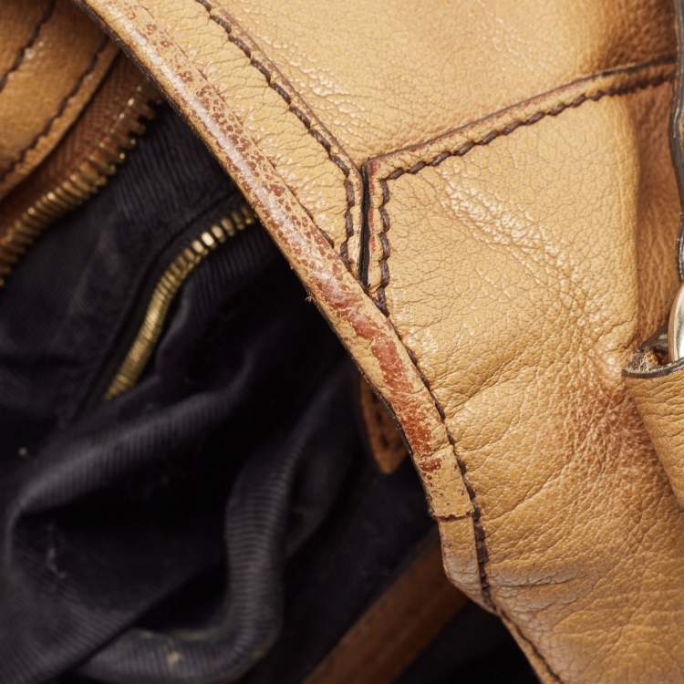 Pre Owned Burberry Tan Textured Leather Bartow Hobo