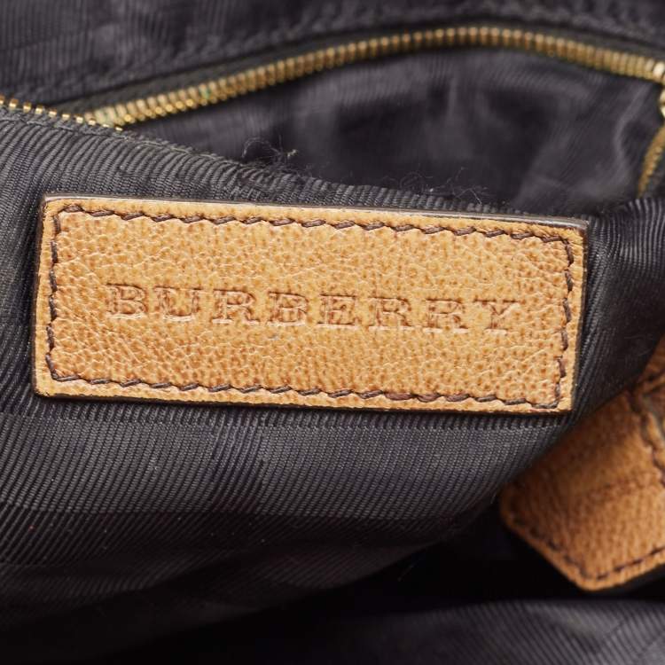 Pre Owned Burberry Tan Textured Leather Bartow Hobo