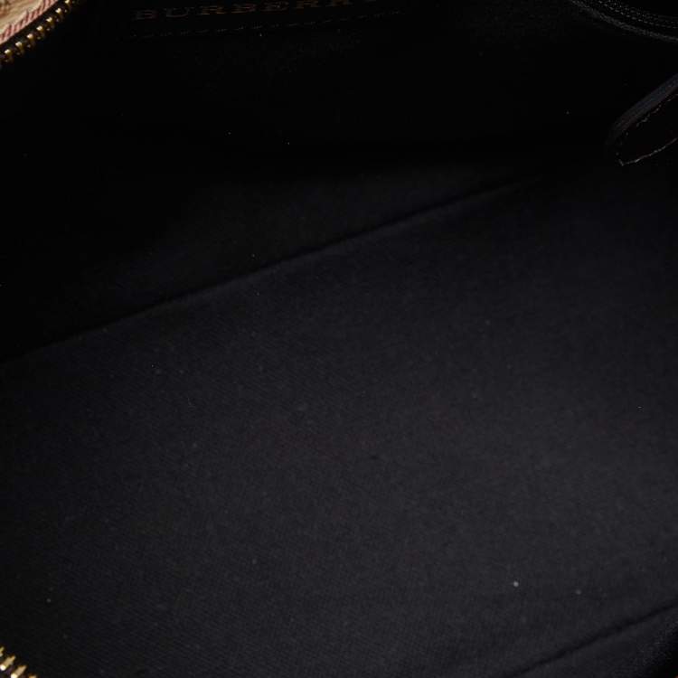 Pre Owned Burberry Beige/Brown Haymarket Check PVC and Leather Medium Regent Tote