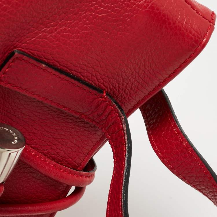 Pre Owned Burberry Red Leather Shark Tooth Tote