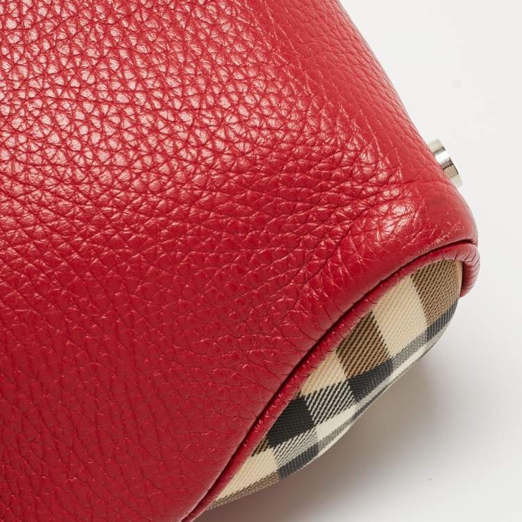 Pre Owned Burberry Red Leather Shark Tooth Tote