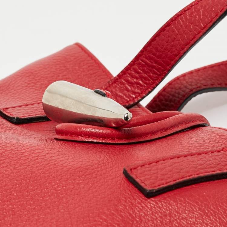 Pre Owned Burberry Red Leather Shark Tooth Tote