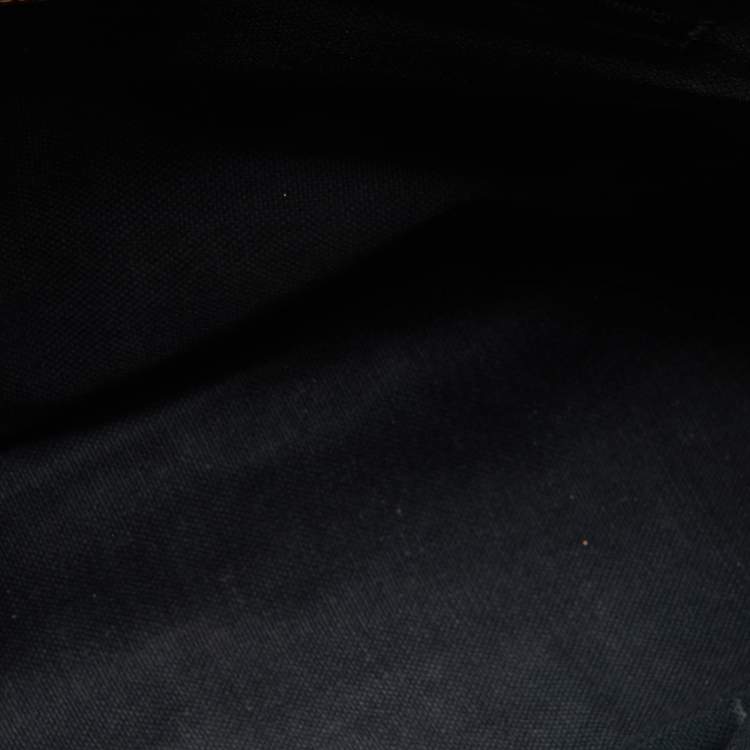 Pre Owned Burberry Brown/Beige Haymarket PVC and Leather Zip Tote