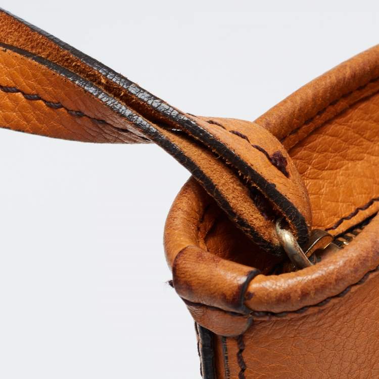 Pre Owned Burberry Brown Leather Top Zip Tote