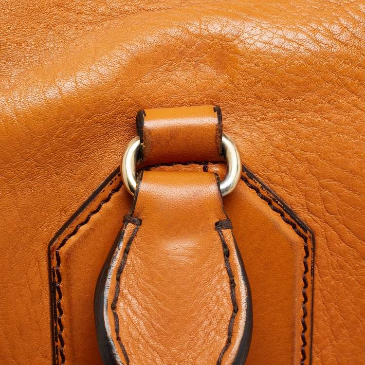 Pre Owned Burberry Brown Leather Top Zip Tote