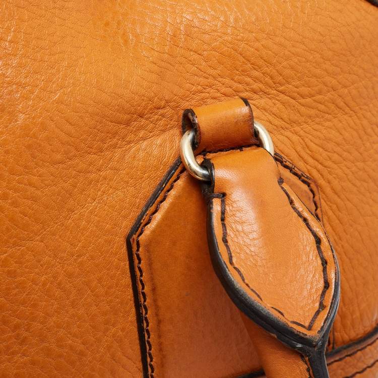 Pre Owned Burberry Brown Leather Top Zip Tote