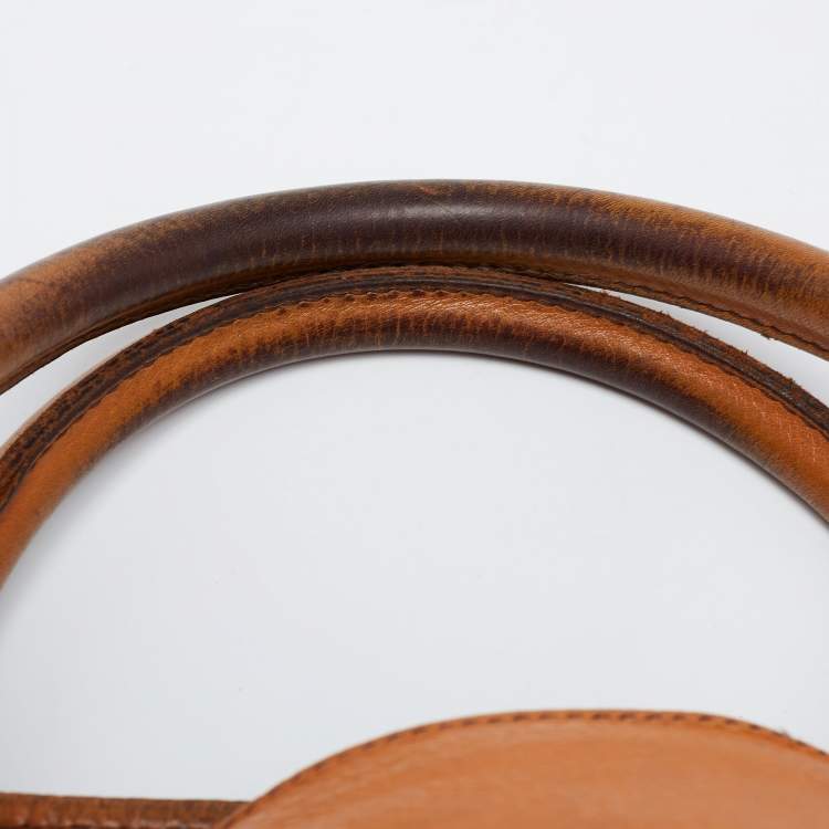 Pre Owned Burberry Brown Leather Top Zip Tote