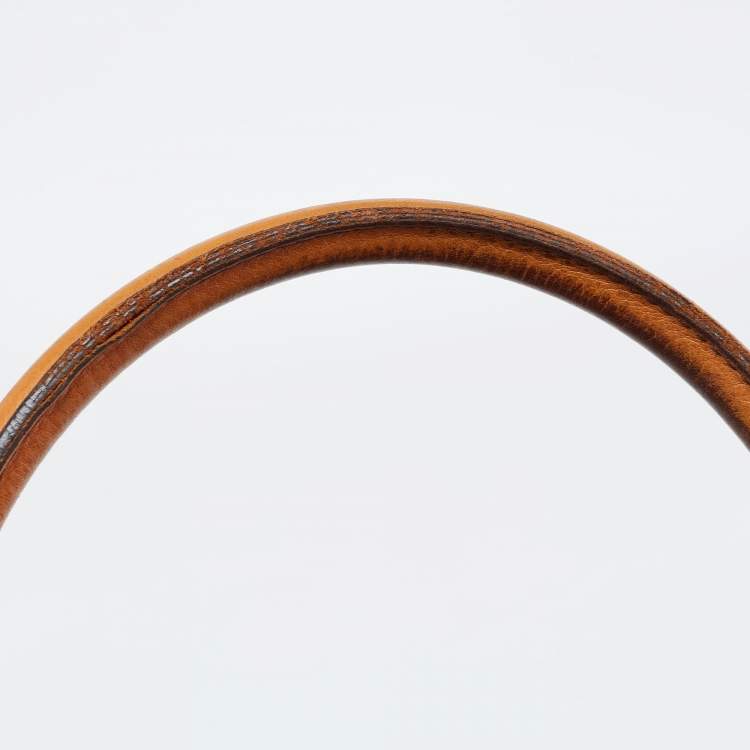 Pre Owned Burberry Brown Leather Top Zip Tote