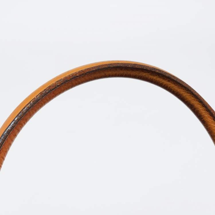 Pre Owned Burberry Brown Leather Top Zip Tote