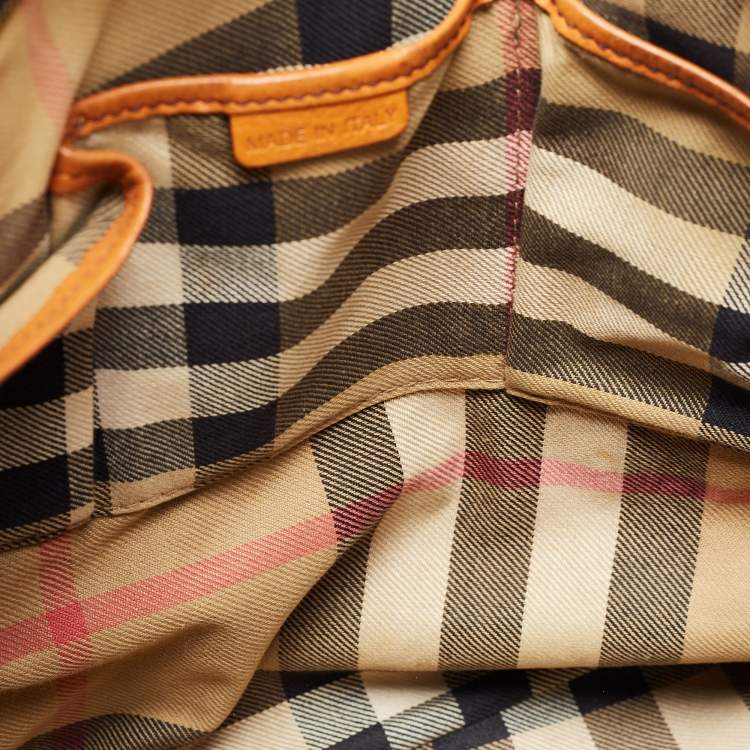 Pre Owned Burberry Brown Leather Top Zip Tote