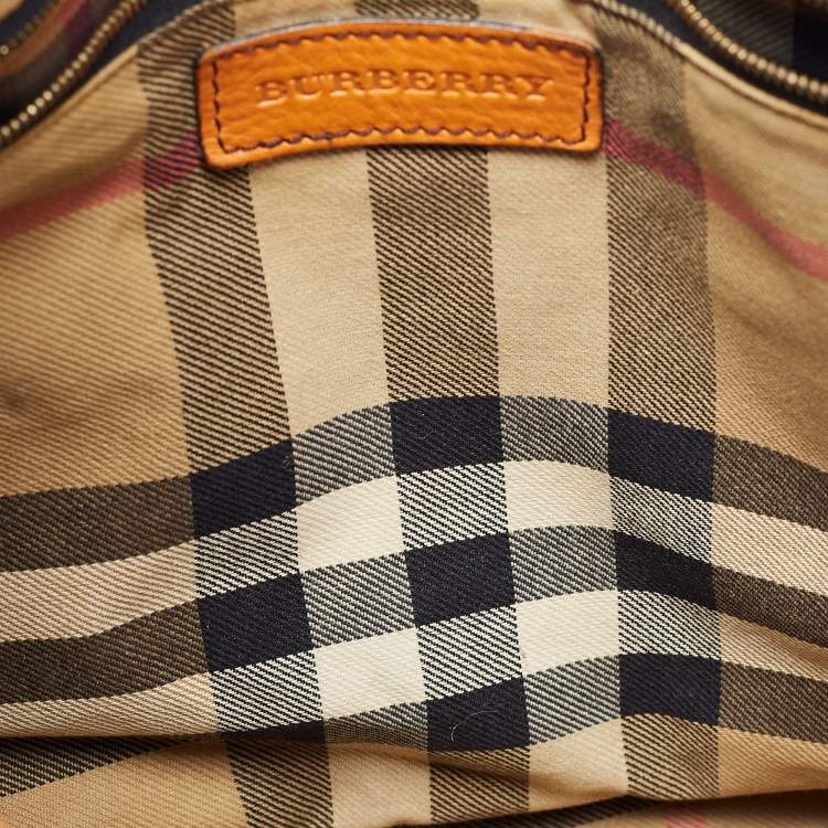 Pre Owned Burberry Brown Leather Top Zip Tote